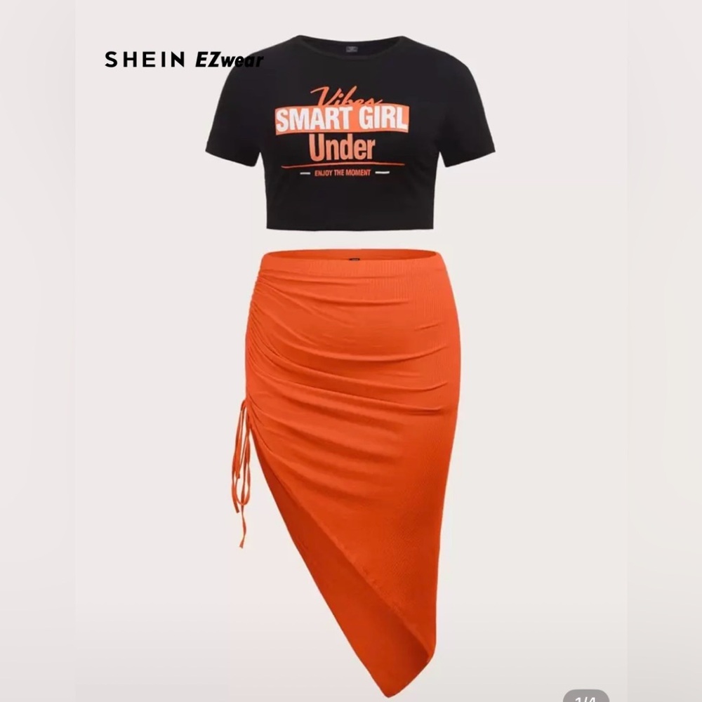 SHEIN Asymmetrical Orange Skirt